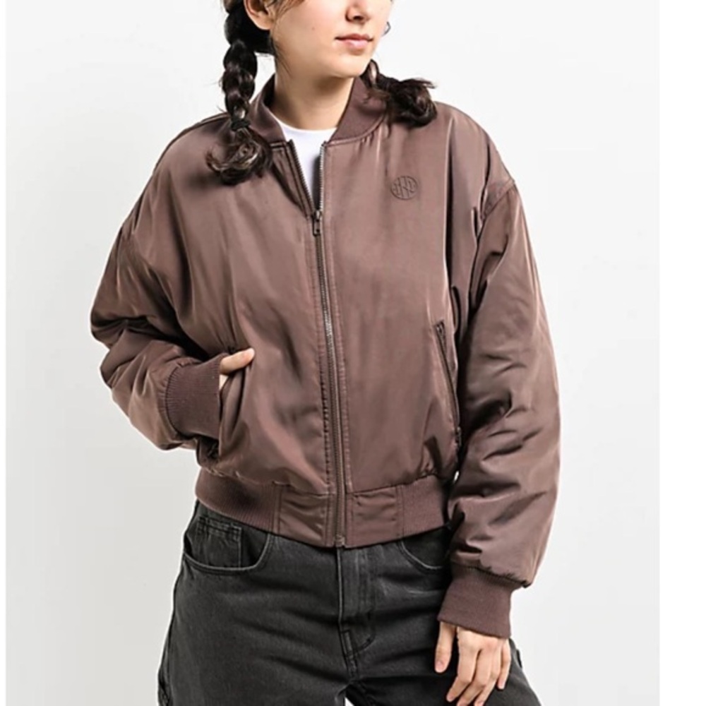 Ninth Hall Orion Brown Bomber Jacket Size Large Great! Full Zip